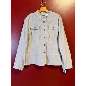 Covington Corduroy Jacket Women's Size 16 Grey Plus Size Spring Casual Chic